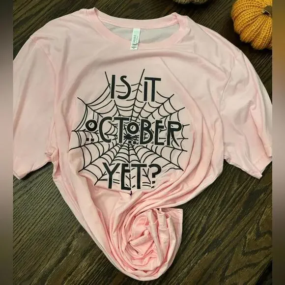 Pink Graphic Tee with Halloween Print - Picture 1 of 4